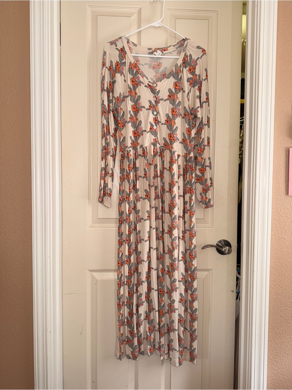 kate quinn Cream Maxi Dress with Orange Floral Print
